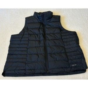 Lands' End Down Puffer Vest Mens Size 3X Down Filled Navy Blue Quilted Zip Front